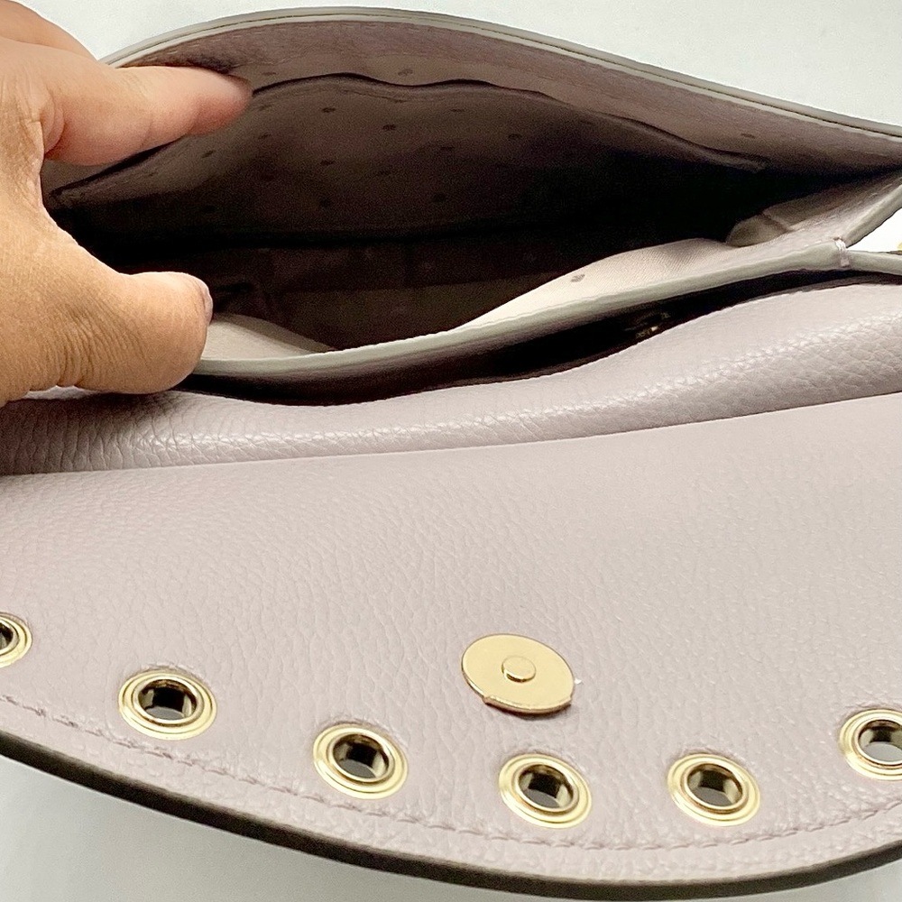 Kate Spade Boulder Lane Maggy Saddle Bag With Gilded Grommets- Nouveau Lavender - Picture 5 of 15